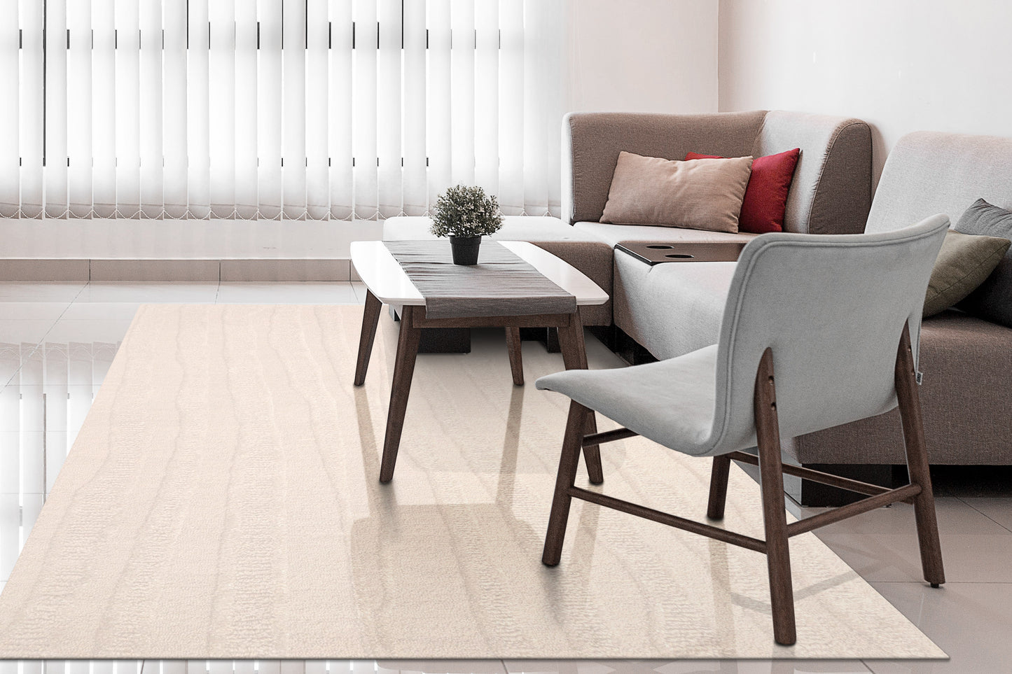 Drift Modern Cream Striped Medium Pile Rug