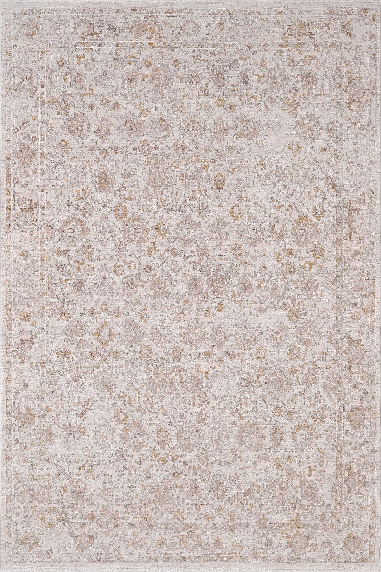 Lara Traditional Beige/Cream Floral Low Pile Rug