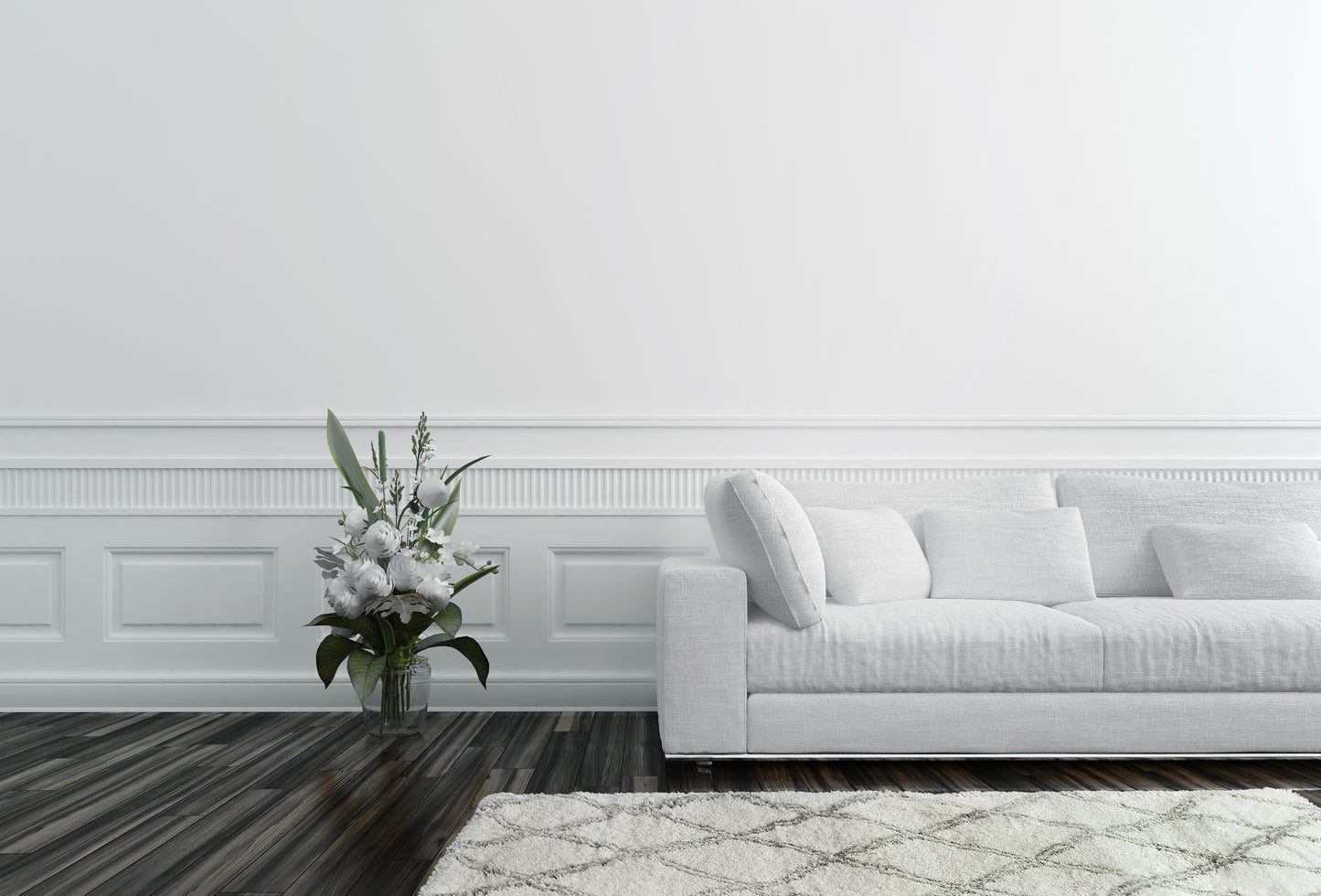 Nordic Contemporary White/Silver Aztec High Pile Rug