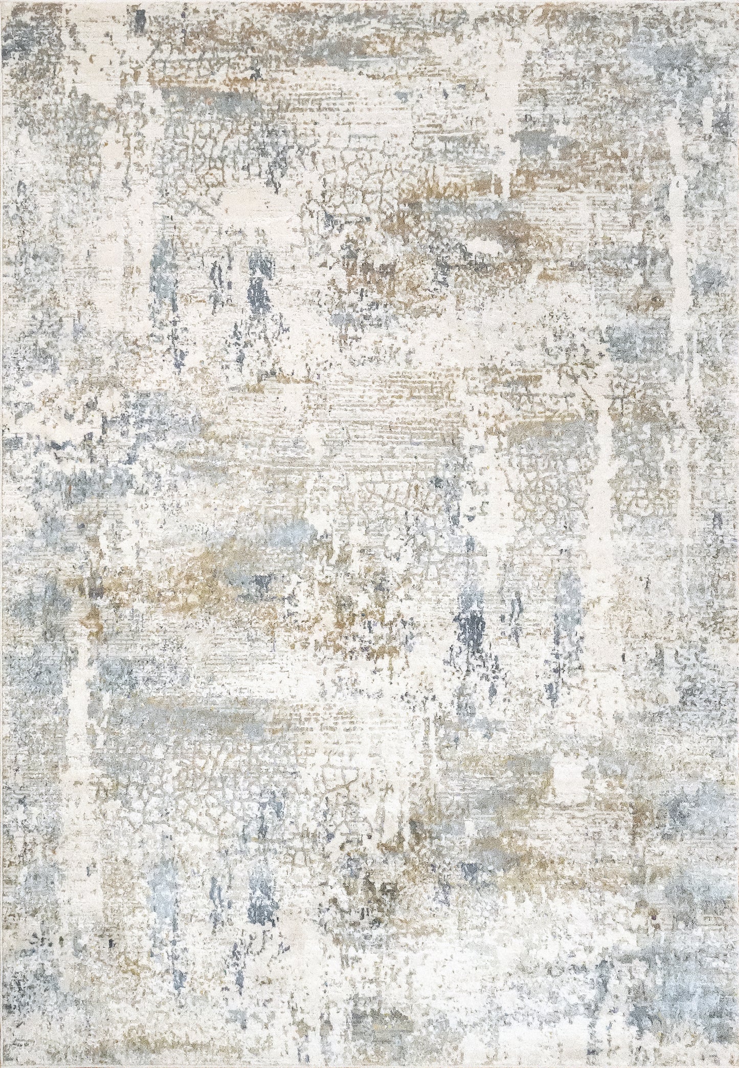 Quartz Transitional Ivory/Blue Distressed Low Pile Rug
