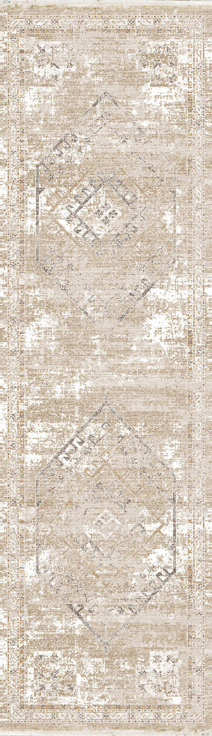 Sahara Transitional Beige/Ivory Medallion Low Pile Rug