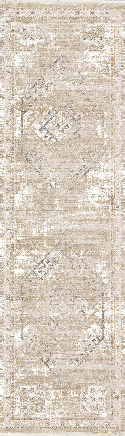 Sahara Transitional Beige/Ivory Medallion Low Pile Rug