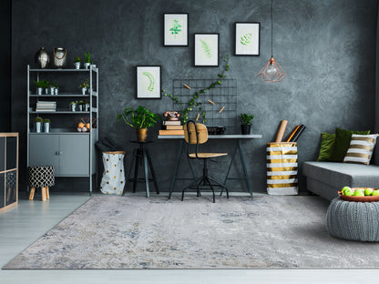 Reha Modern Cream/Grey/Multi Abstract Low Pile Rug