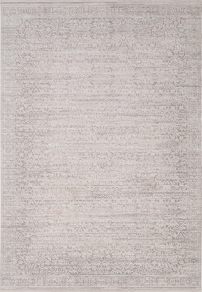 Aimon Traditional Light Grey/Grey Floral Low Pile Rug