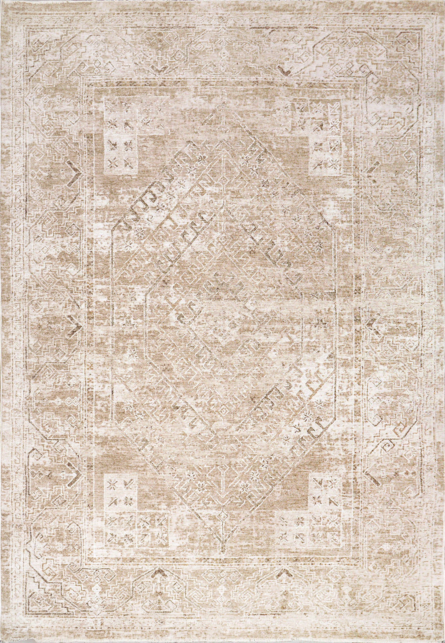 Sahara Transitional Beige/Ivory Medallion Low Pile Rug