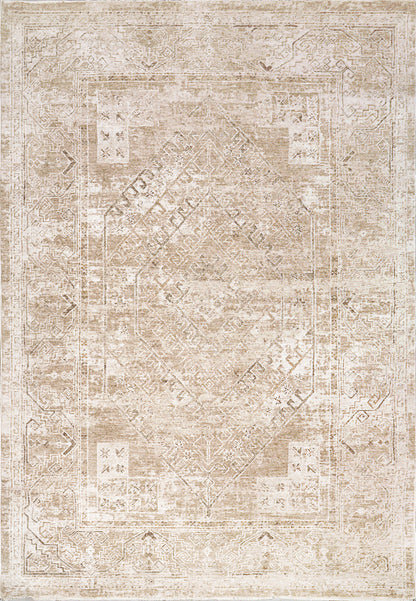 Sahara Transitional Beige/Ivory Medallion Low Pile Rug