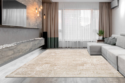 Sahara Transitional Beige/Ivory Medallion Low Pile Rug