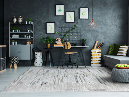 Reha Modern Cream/Grey Geometric Low Pile Rug