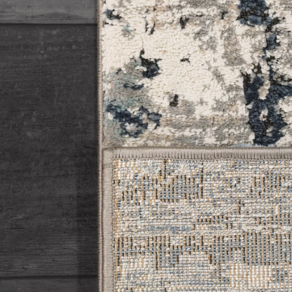 Riley Modern Grey/Blue Abstract Medium Pile Rug