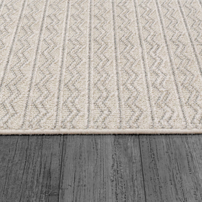 Vuna Modern Ivory/Grey Chevron Medium Pile Rug