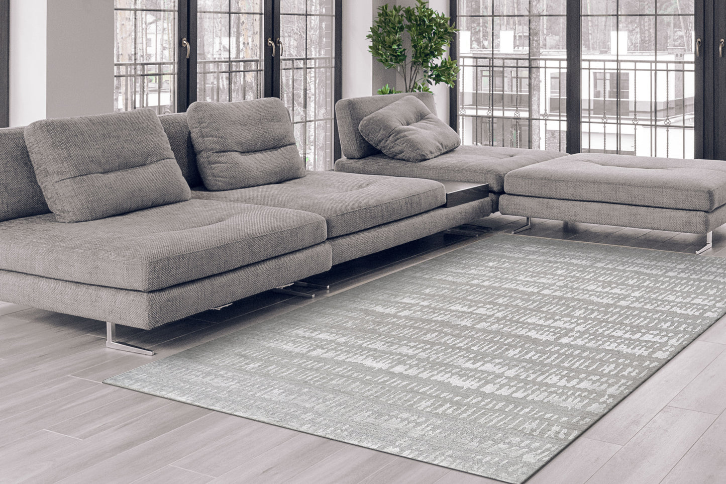 Mesa Modern Beige/Light Grey Abstract Low Pile Rug