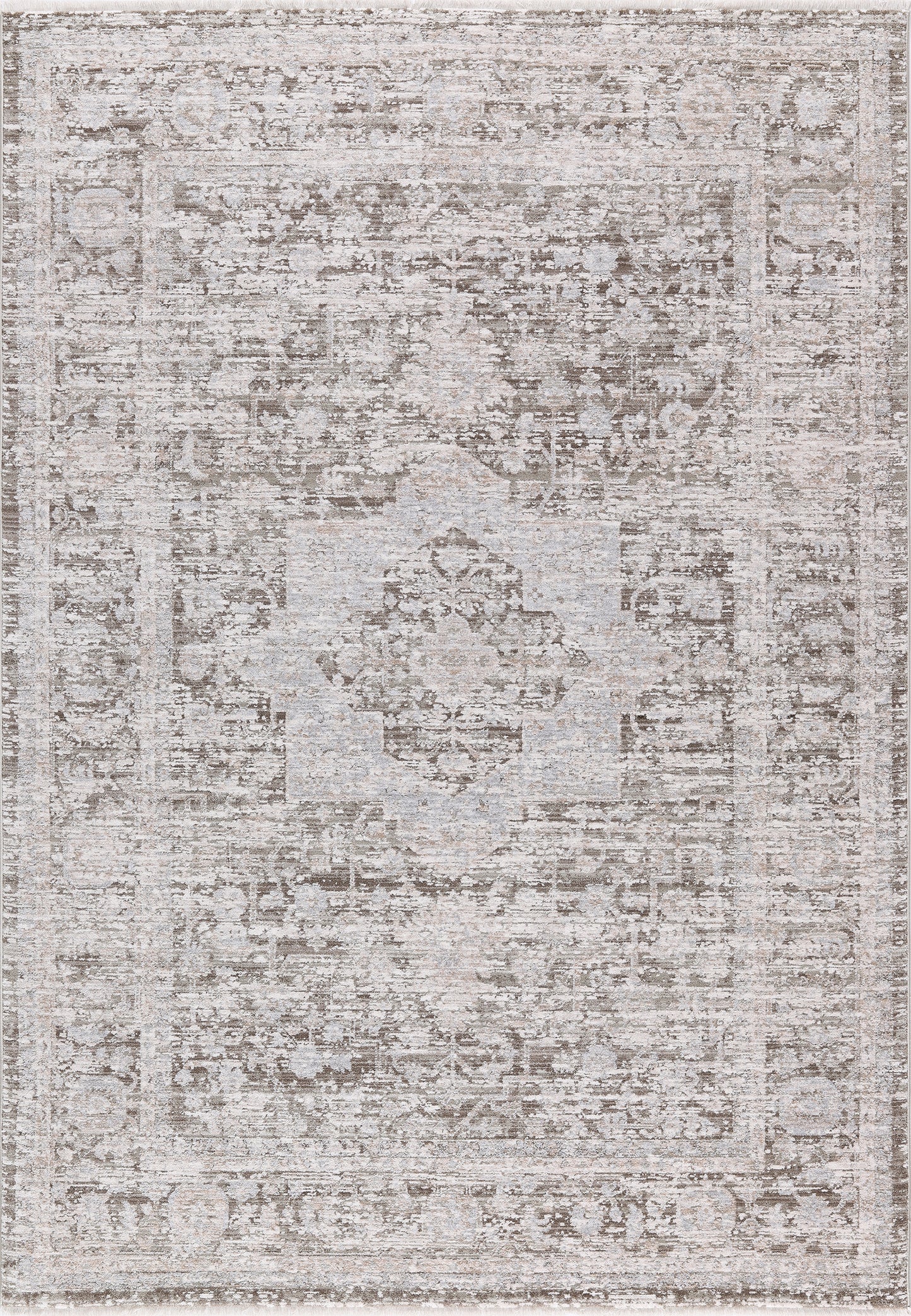 Bliss Traditional Beige/Grey Oriental Low Pile Rug