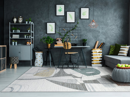 Polaris Modern Ivory/Multi Geometric Low Pile Rug