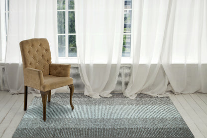 Enchant Solid Aqua/Black Woven Flat-Woven Rug