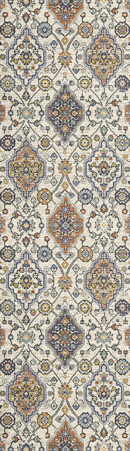 Mabel Traditional Ivory/Multi Oriental Low Pile Rug