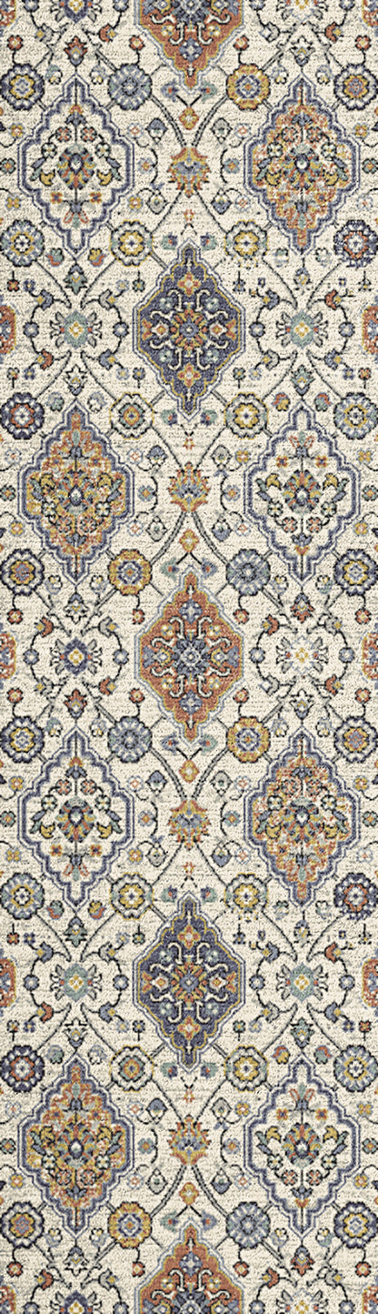 Mabel Traditional Ivory/Multi Oriental Low Pile Rug