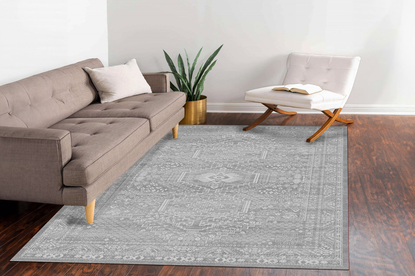 Sterling Traditional Grey/Ivory Southwestern High-Low Rug