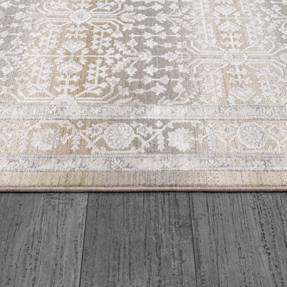 Mesa Transitional Cream/Grey/Beige Floral Low Pile Rug
