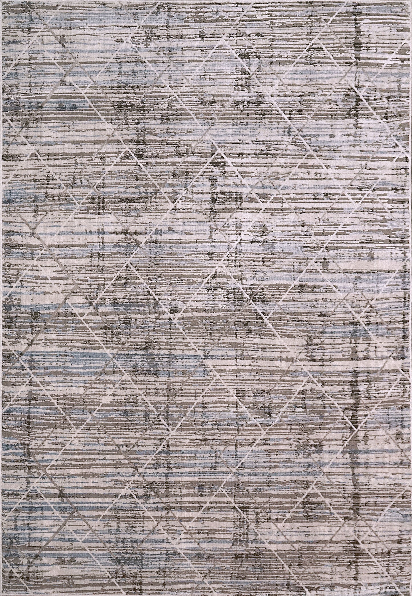 Harlow Modern Grey/Blue Geometric Low Pile Rug