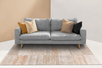Irving Contemporary Cream/Beige/Rust Geometric Low Pile Rug