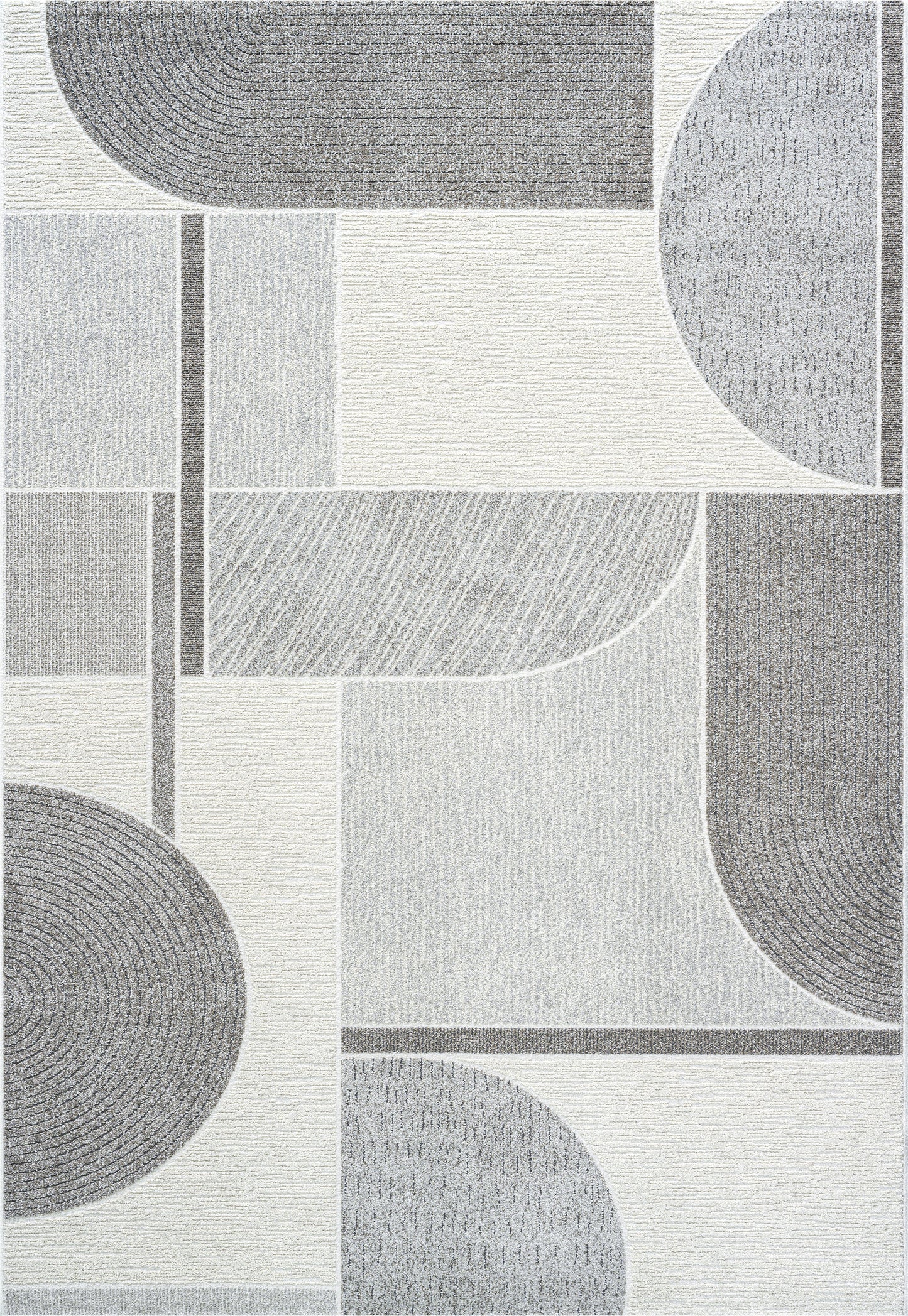 Polaris Modern Ivory/Grey Geometric Low Pile Rug