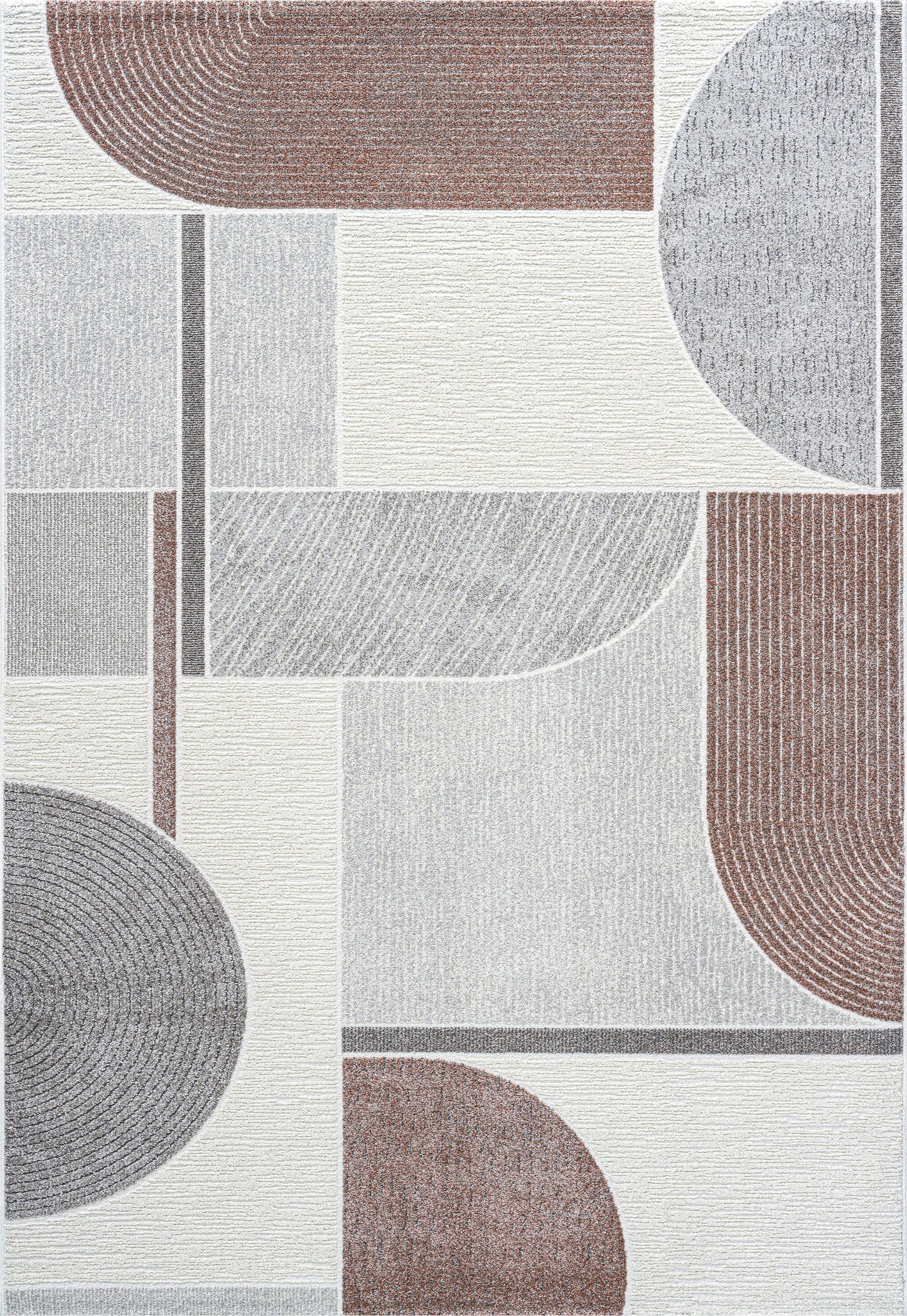 Polaris Modern Ivory/Grey/Burgundy Geometric Low Pile Rug