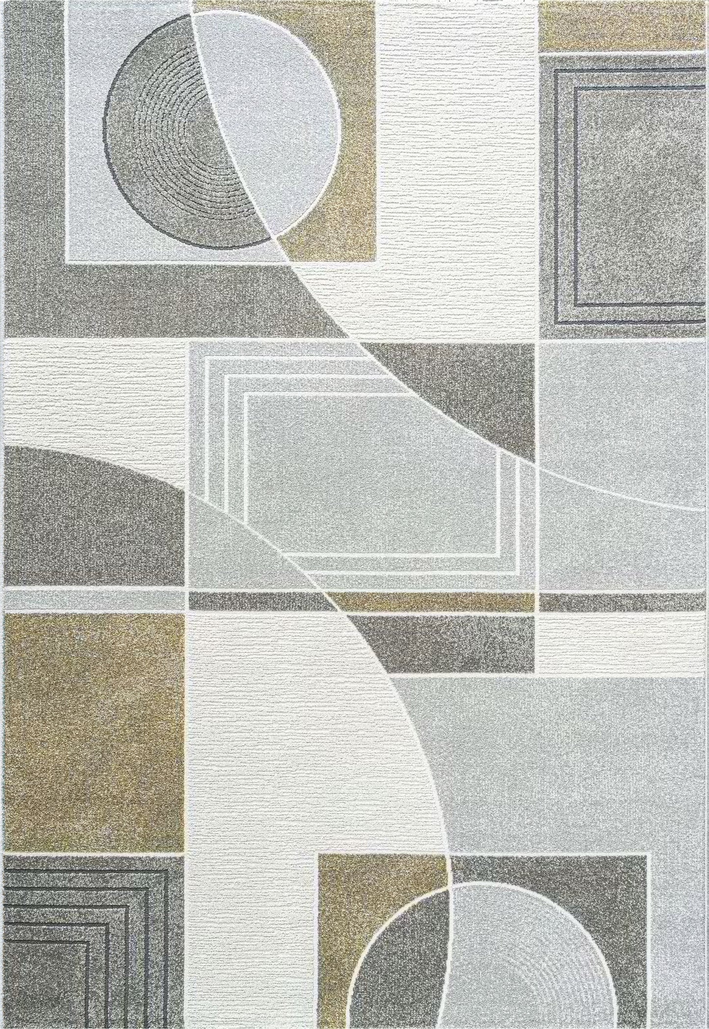 Polaris Modern Ivory/Grey/Gold Geometric Low Pile Rug