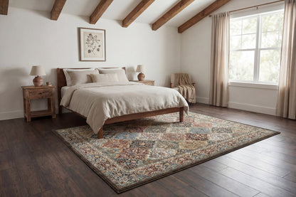 Ancient Garden Traditional Brown/Blue Oriental Medium Pile Rug
