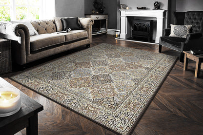 Ancient Garden Traditional Brown/Blue Oriental Medium Pile Rug