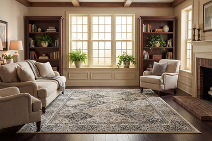 Ancient Garden Traditional Cream/Grey Classic Medium Pile Rug