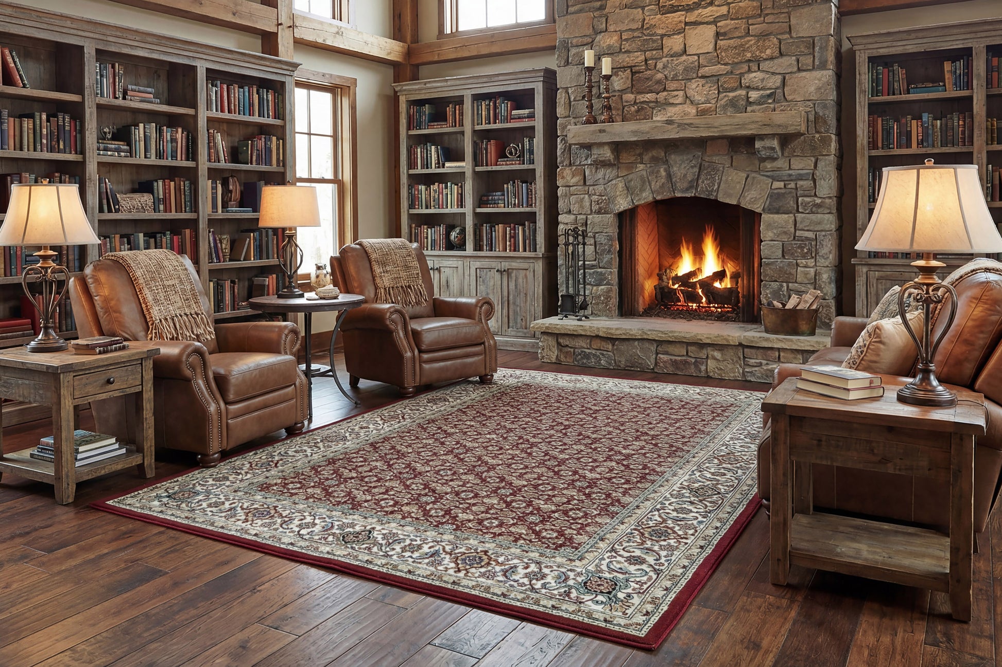 Ancient Garden Traditional Red/Ivory Classic Medium Pile Rug