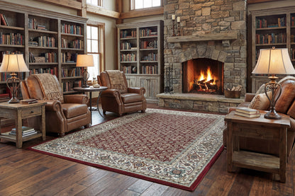Ancient Garden Traditional Red/Ivory Classic Medium Pile Rug