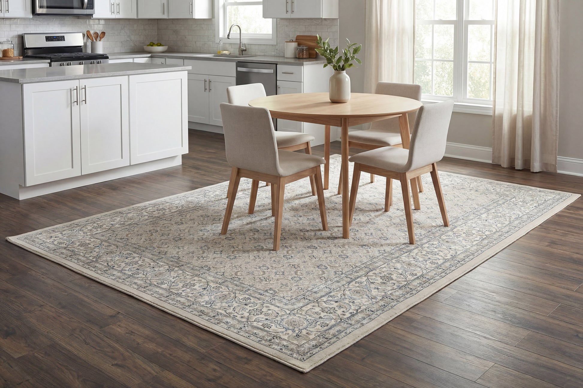 Ancient Garden Traditional Soft Grey/Cream Classic Medium Pile Rug