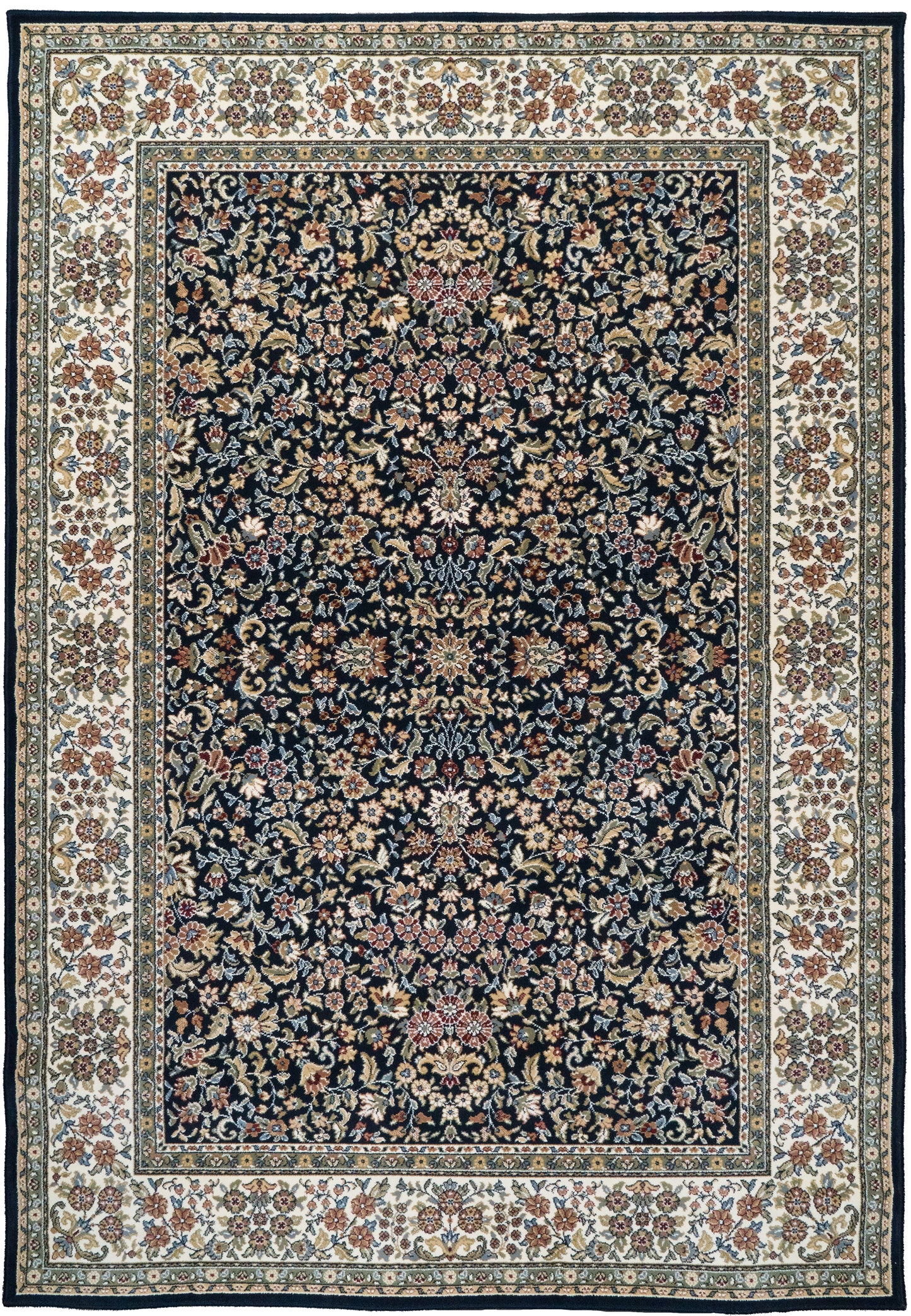 Ancient Garden Traditional Blue/Ivory Classic Medium Pile Rug