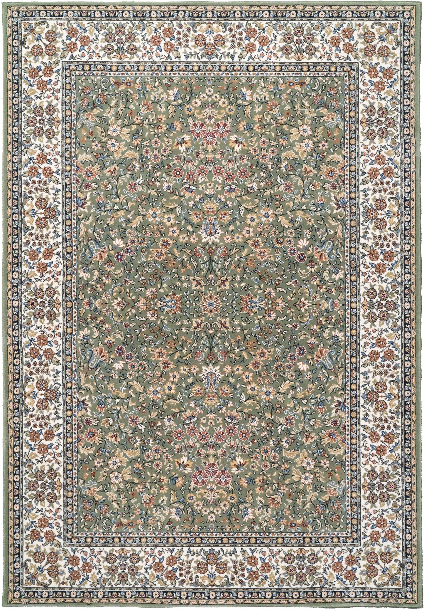 Ancient Garden Traditional Green/Ivory Classic Medium Pile Rug