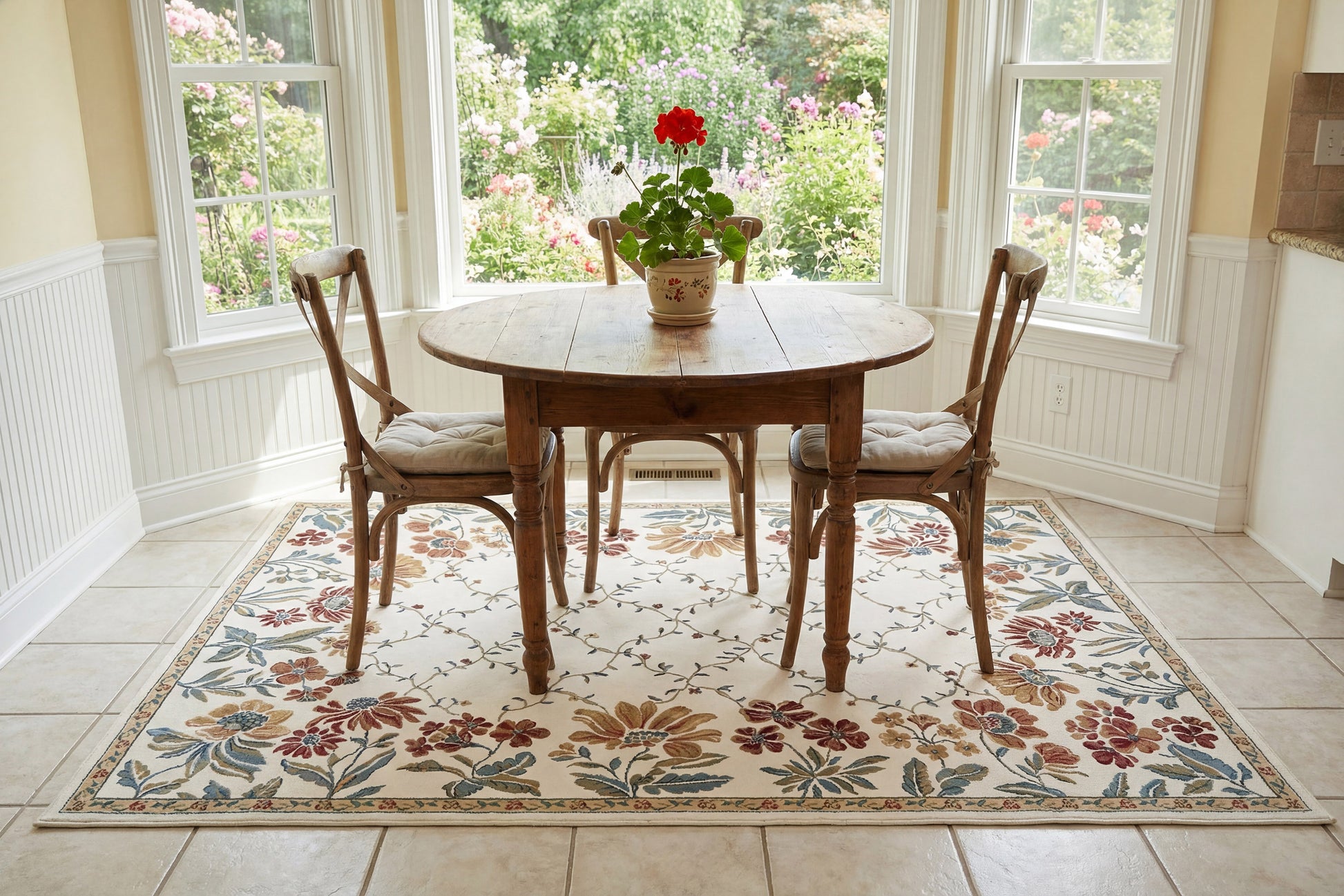 Ancient Garden Transitional Ivory Floral Medium Pile Rug
