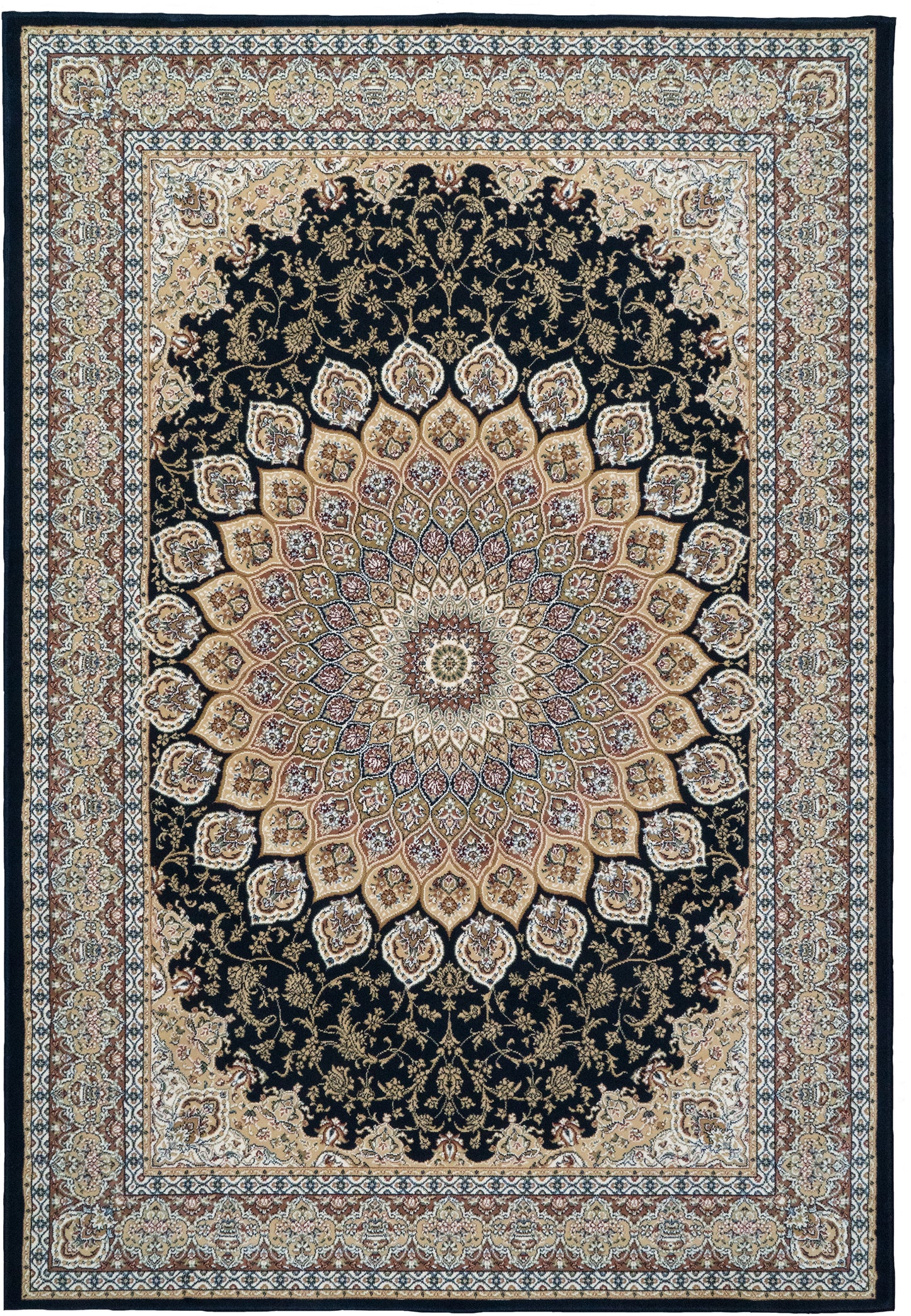 Ancient Garden Traditional Navy Classic Medium Pile Rug
