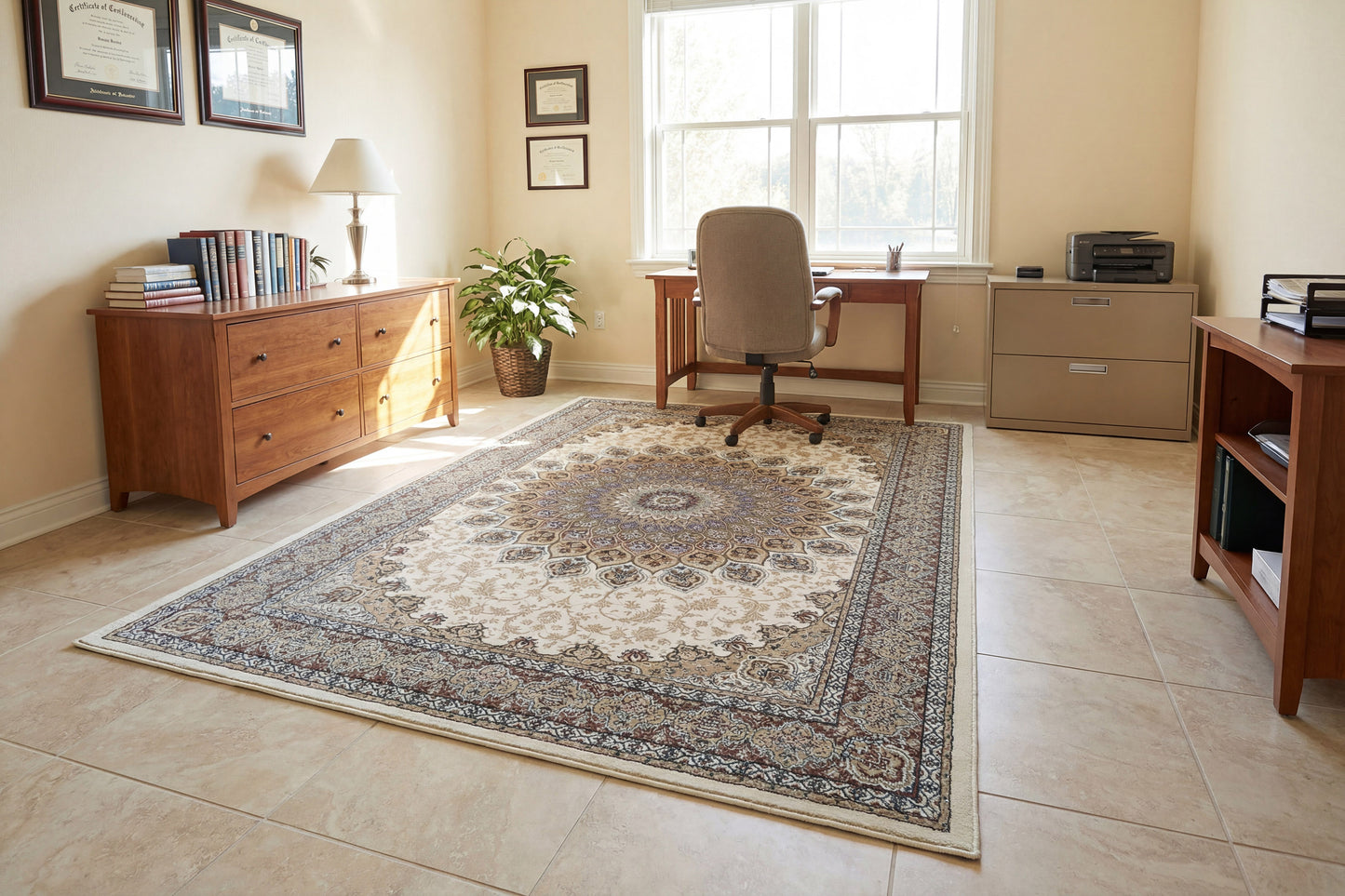 Ancient Garden Traditional Ivory Classic Medium Pile Rug