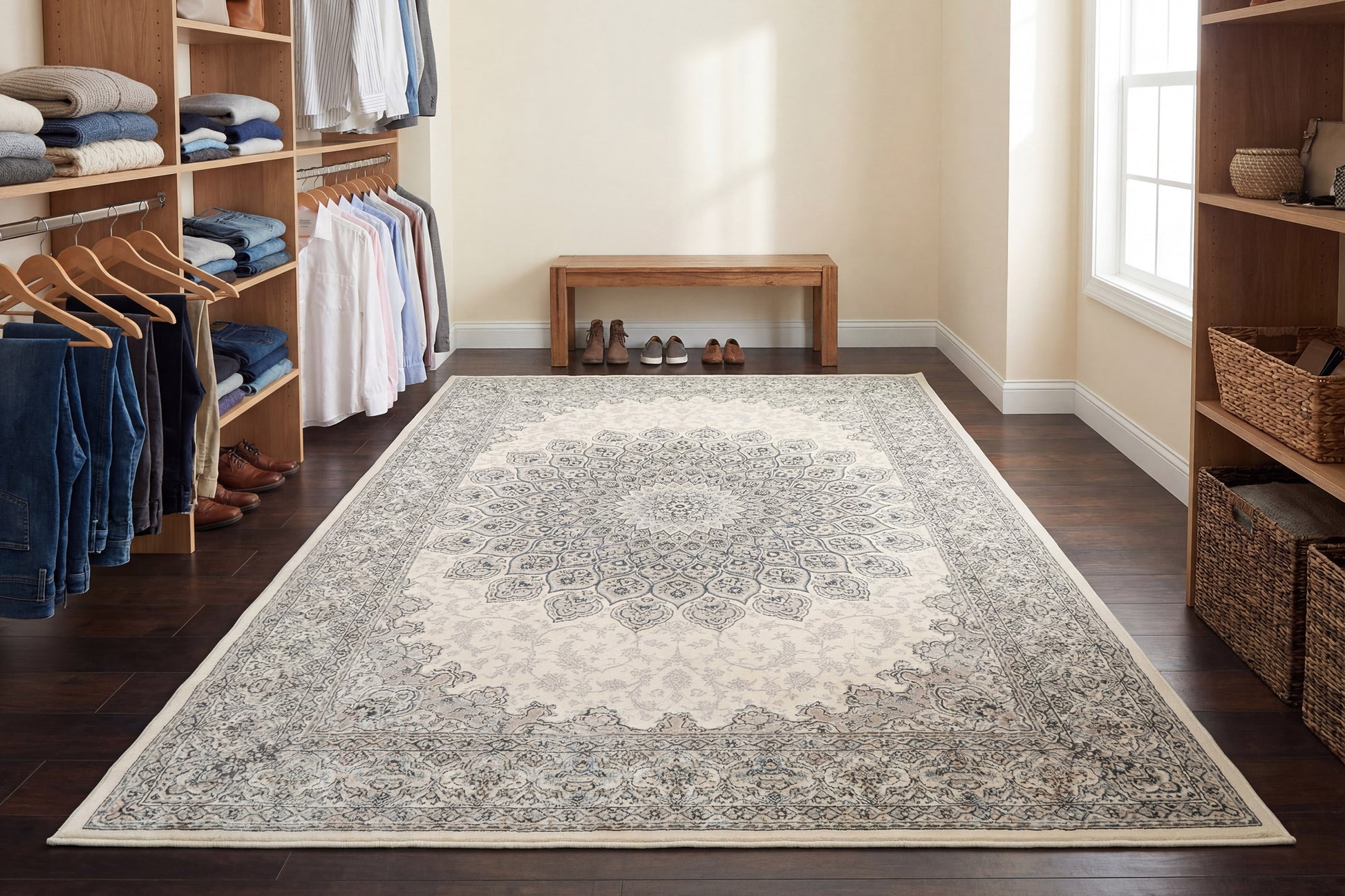 Ancient Garden Traditional Cream/Grey Classic Medium Pile Rug