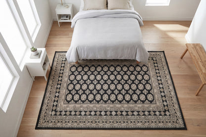Ancient Garden Traditional Charcoal/Silver Classic Medium Pile Rug