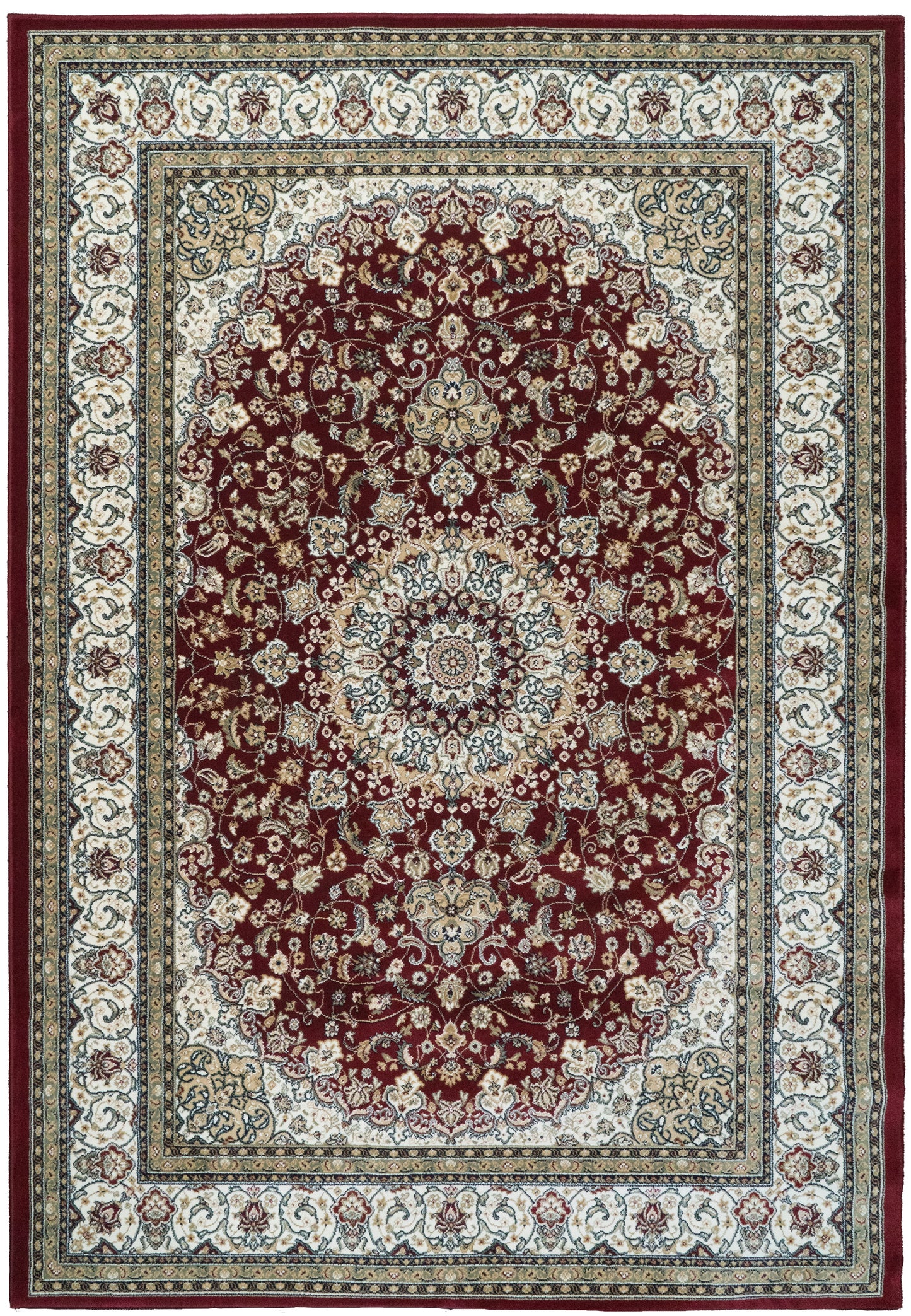 Ancient Garden Traditional Red/Ivory Classic Medium Pile Rug