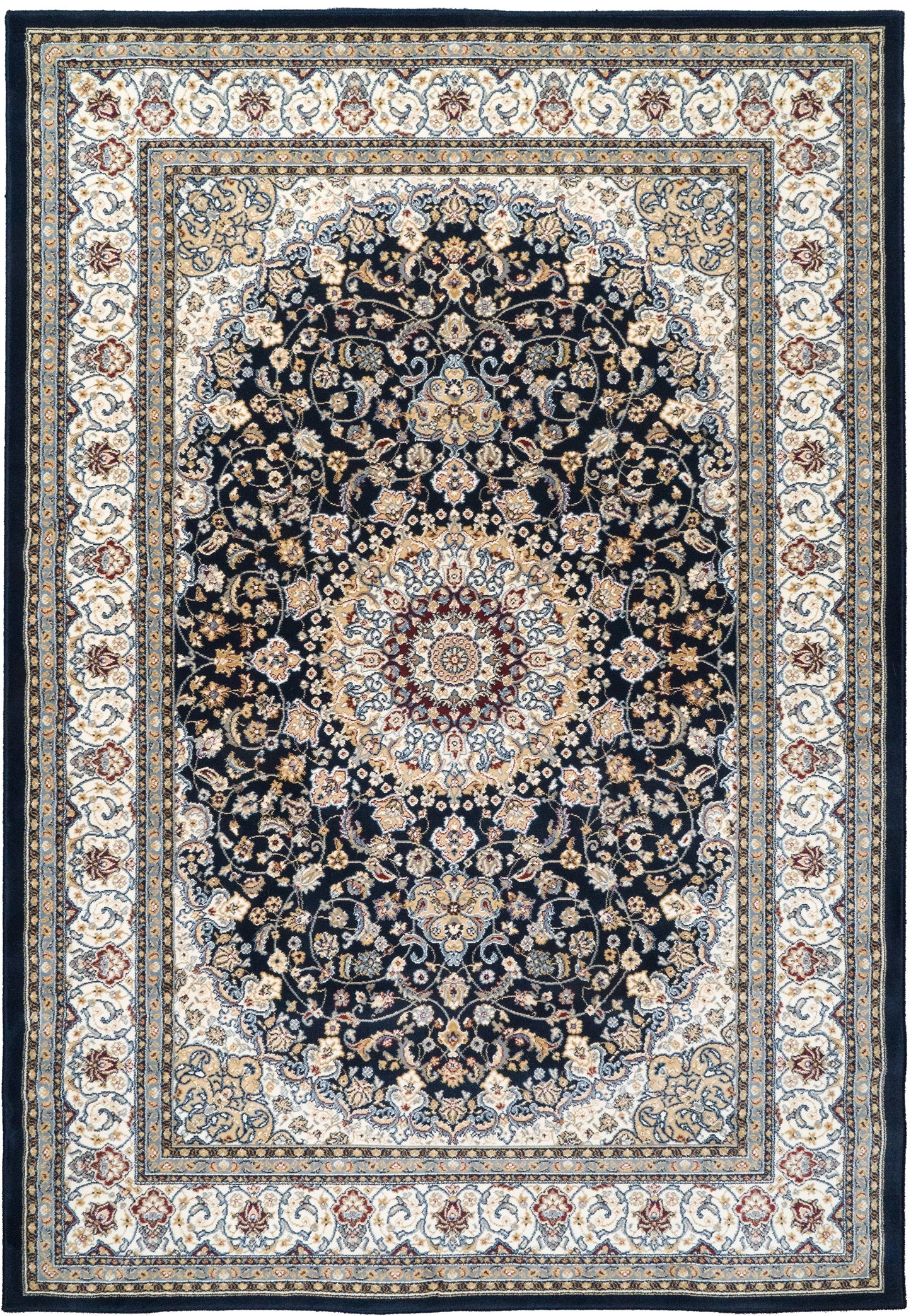 Ancient Garden Traditional Blue/Ivory Classic Medium Pile Rug