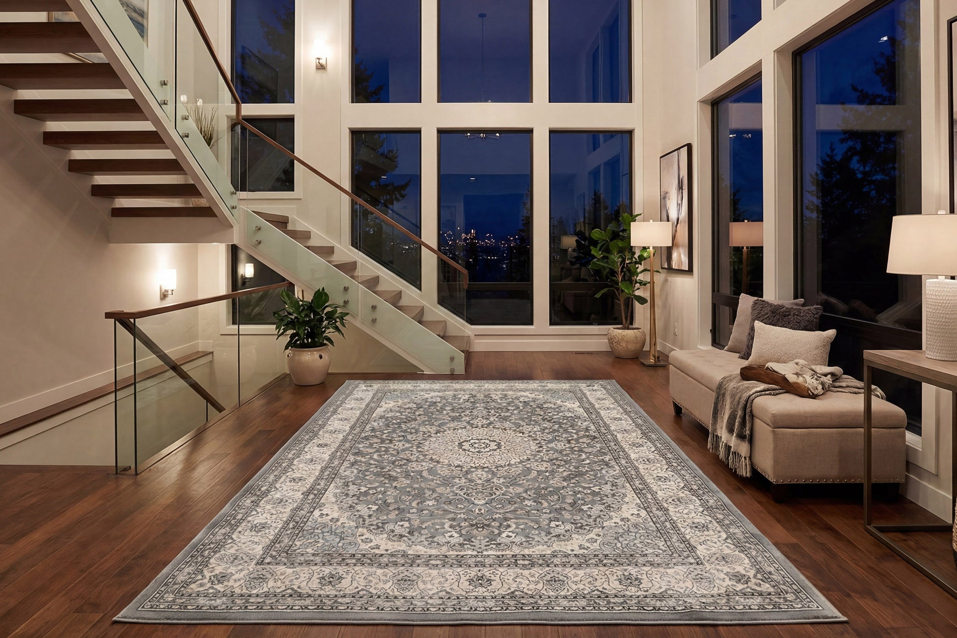 Ancient Garden Traditional Grey/Cream Classic Medium Pile Rug