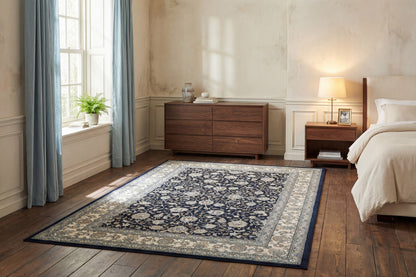 Ancient Garden Traditional Blue/Ivory Classic Medium Pile Rug