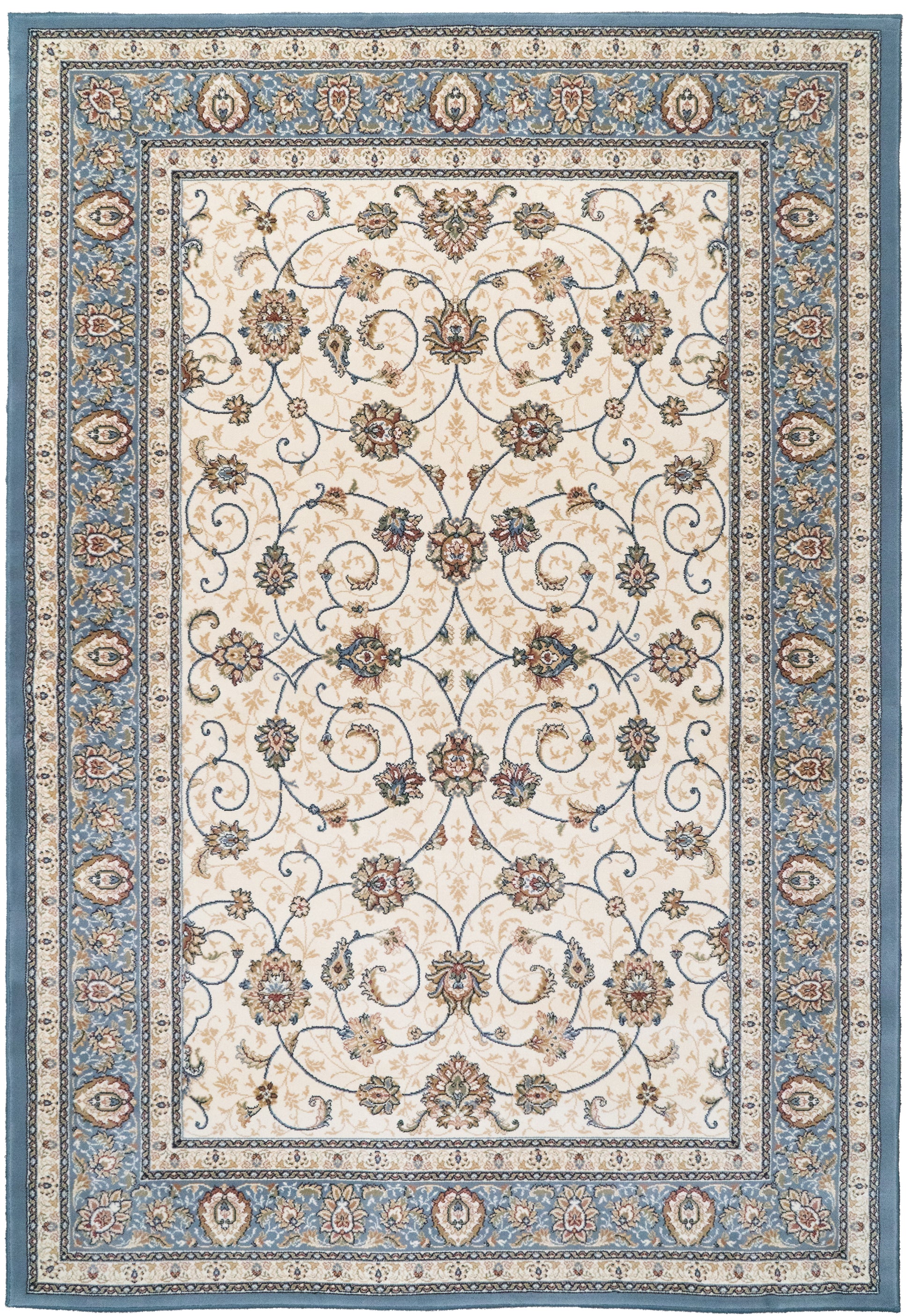 Ancient Garden Traditional Ivory/Light Blue Classic Medium Pile Rug