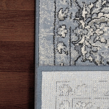 Ancient Garden Traditional Steel Blue/Cream Classic Medium Pile Rug