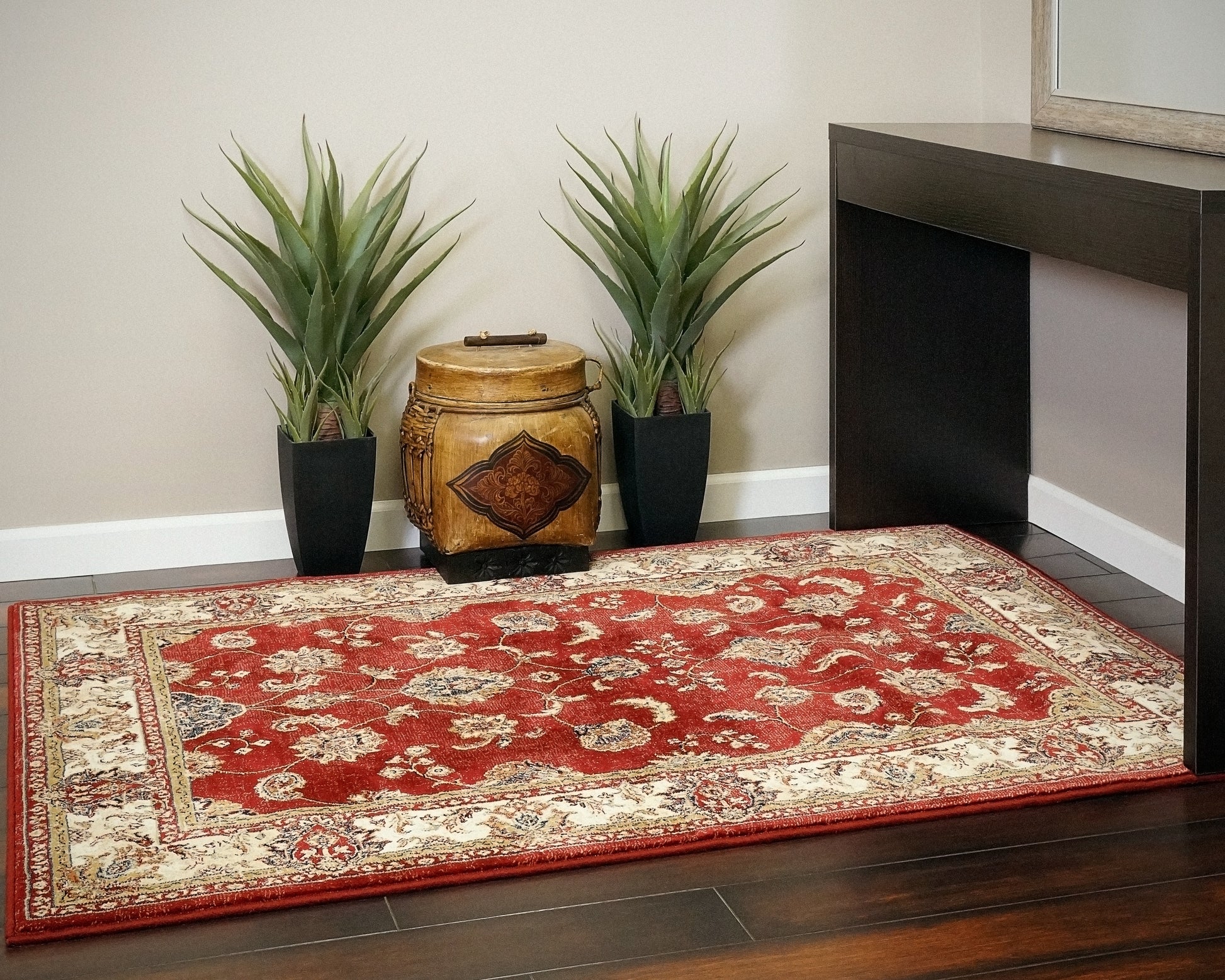 Ancient Garden Traditional Red/Ivory Classic Medium Pile Rug