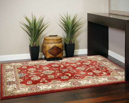 Ancient Garden Traditional Red/Ivory Classic Medium Pile Rug