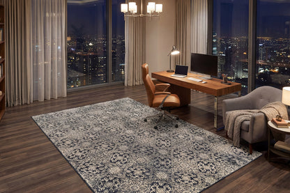 Ancient Garden Traditional Steel Blue Classic Medium Pile Rug