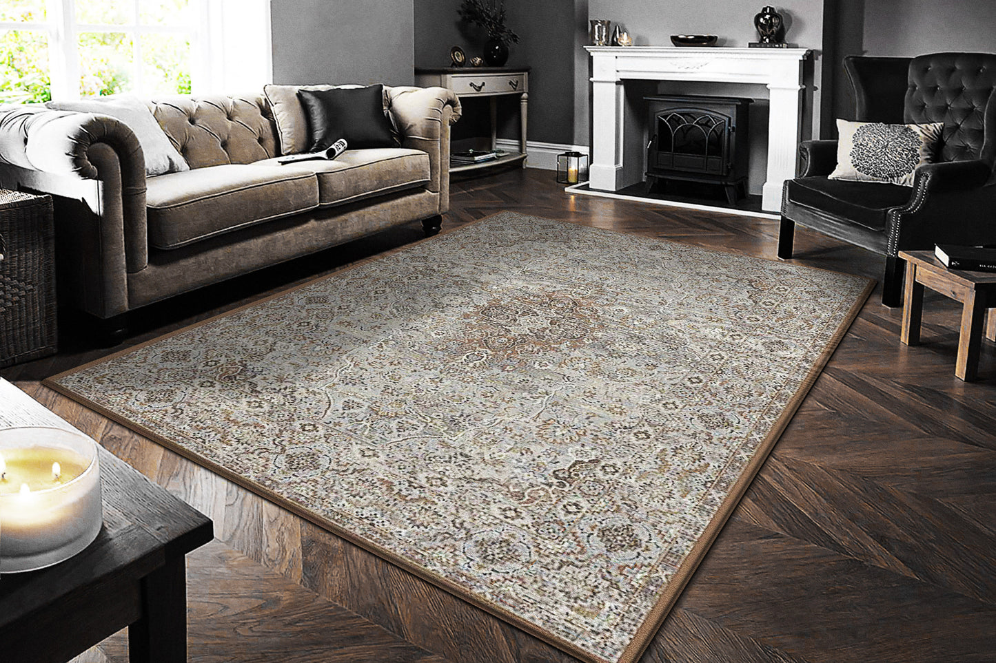 Ancient Garden Traditional Beige/Multi Oriental Medium Pile Rug